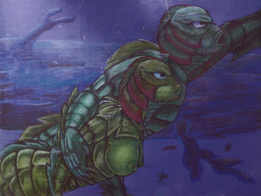 anthro areolae creature_from_the_black_lagoon gill-man guodzilla movie_reference scalie scalie_humanoid swamp swamp_monster underwater