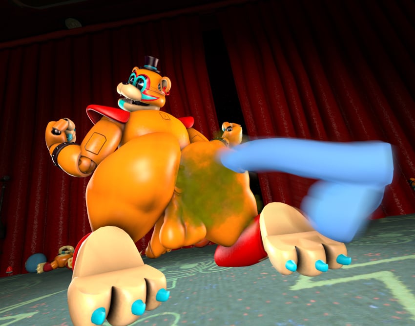 3d 3d_(artwork) anal_expulsion anal_object_expulsion bonfiebutt bubble_ass bubble_butt dat_ass dildo fart fart_cloud fart_fetish farting five_nights_at_freddy's five_nights_at_freddy's:_security_breach fnaf gay glamrock_freddy_(fnaf) male motion_blur projectile source_filmmaker