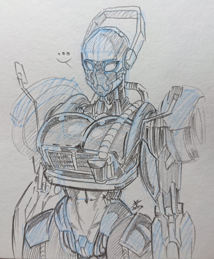 1girls abs android battle_bus battlebus_(fortnite) big_breasts breasts cleavage female female_focus female_only fortnite machine robot screen_face sketch sole_female thick_thighs traditional_media transformers vehicle ventis2099_(artist) wide_hips