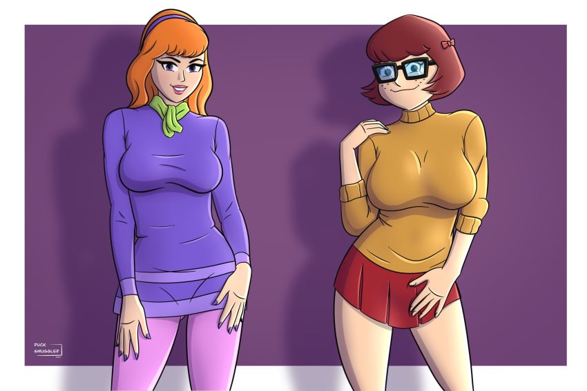 2girls big_breasts breasts daphne_blake duck_smuggler duo duo_female hanna-barbera lingerie naked naked_female nerd pussy red_hair scooby-doo scooby-doo_mystery_incorporated skimpy skirt tight_clothing velma_dinkley velma_dinkley_(mystery_incorporated)