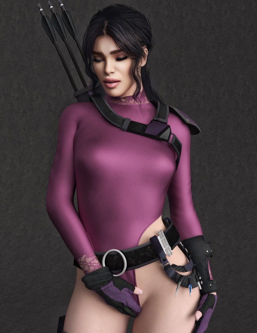 1female 1girls agent_4_tea_se7en archer aroused aroused_face aroused_female arrow arrow_(projectile) arrow_(weapon) arrows belt belt_buckle black_hair bodysuit closed_eyes clothed_masturbation female female_masturbation female_only gloves hailee_steinfeld hawkeye hawkeye_(series) horny horny_female kate_bishop leotard leotard_spandex light-skinned_female light_skin lingerie lingerie_only long_hair looking_pleasured marvel marvel_cinematic_universe marvel_comics masturbating masturbation one-piece_lingerie open_mouth pale-skinned_female pale_skin pink_leotard pink_lingerie pleasure_face ponytail quiver rubbing rubbing_pussy rubbing_pussy_through_clothing self-pleasure self_fondle shoulder_pads sleeved_leotard solo solo_female standing thick_lips thong_leotard touching_pussy touching_self wavy_hair