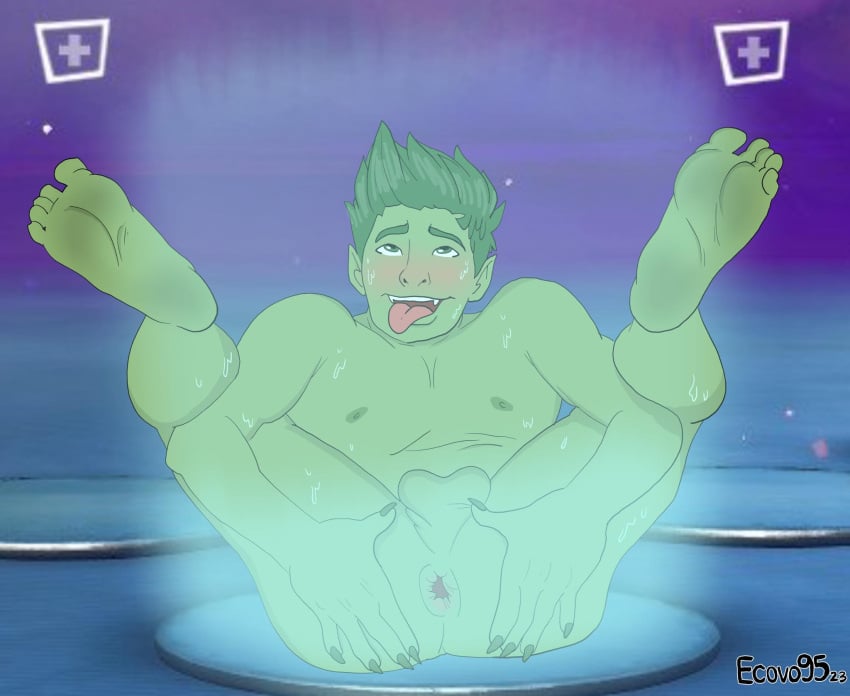 anus beast_boy beast_boy_(fortnite) dc fortnite fortnite:_battle_royale gay male nsfw sweat sweaty sweaty_body teen_titans tongue_out yaoi