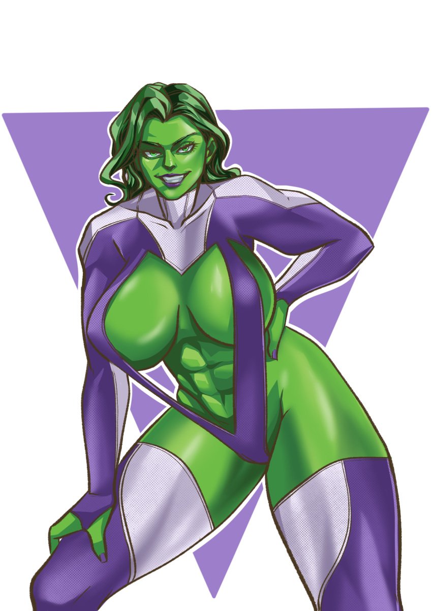 1girls areola areola_slip areolae areolae_slip barely_contained_breasts barely_covered big_breasts breasts exposed_stomach female female_only green_body green_eyes green_skin impossible_swimsuit large_breasts marvel marvel_comics musculle_girl palungpalang precarious_clothing purple_sling_bikini purple_slingshot_swimsuit she-hulk skimpy skimpy_clothes skimpy_outfit sling_bikini slingshot_swimsuit solo thighhighs