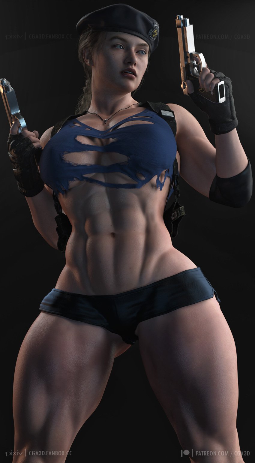 1girls 3d abigail_anderson abs big_breasts bra breasts brown_hair bubble_butt capcom cga3d cleavage cop cosplay crossover_cosplay curvaceous curvy curvy_female curvy_figure erotichris female female_abs female_only fusion fusion_character holding_weapon huge_breasts jill_valentine_(cosplay) large_ass large_breasts light-skinned_female muscle_girl muscles muscular_female naughty_dog panties pistol police_uniform resident_evil solo the_last_of_us the_last_of_us_2 thick_thighs thighs torn_clothes torn_clothing voluptuous voluptuous_female wide_hips