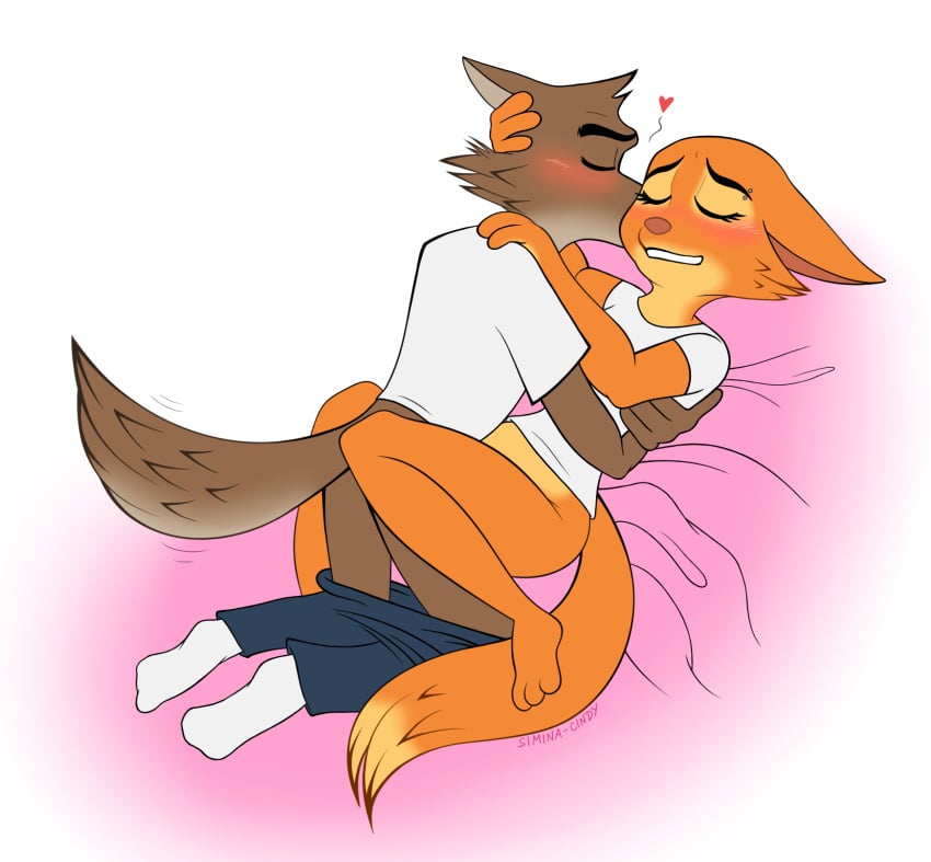 anthro bed blush bottomless bottomless_anthro bottomless_female bottomless_male bottomless_sex bottomwear bottomwear_down canid canine canis canon_couple closed_eyes clothed clothed_sex clothing diane_foxington digital_media_(artwork) dreamworks duo female female_penetrated fox furniture heart hi_res interspecies kissing kissing_cheek lying male male/female male_penetrating male_penetrating_female mammal mr._wolf_(the_bad_guys) on_bed pants pants_down partially_clothed penetration romantic romantic_ambiance romantic_couple romantic_sex sex sex_on_bed shirt simina-cindy the_bad_guys topwear wolf