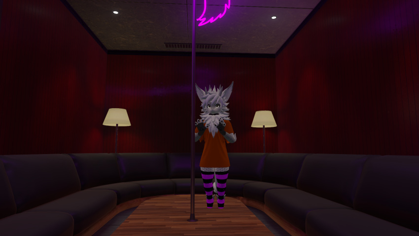 confused femboy fingerless_gloves furred_dragon furry girly male nardoragon nervous oversized_shirt questionable sfw shiny_(shinycheems) stripper_pole thigh_highs vrchat