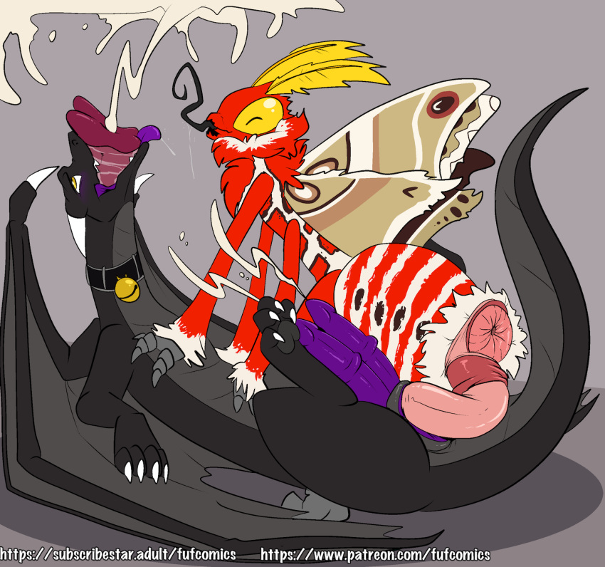 2021 2_horns 2_penises all_the_way_through anal anal_orgasm anal_sex animal_genitalia animal_penis anus arthropod back_wings bell black_body bodily_fluids claws closed_eyes collar countershade_torso countershading cum cumshot diphallia diphallism dragon duo ejaculation erection excessive_cum excessive_genital_fluids eye_roll feral feral_on_feral feral_penetrated feral_penetrating feral_penetrating_feral fuf fyrre genital_fluids genitals grey_body hands-free hi_res horn insect_wings insects interspecies lepidopteran long_tongue looking_pleasured male male/male male_penetrated male_penetrating male_penetrating_male membrane_(anatomy) membranous_wings moth multi_genitalia multi_penis multicolored_body open_mouth pawpads penetration penile penile_penetration penis penis_in_ass purple_penis quadruped red_body scalie sex side_view simple_background teeth tongue two_tone_body western_dragon white_body wings