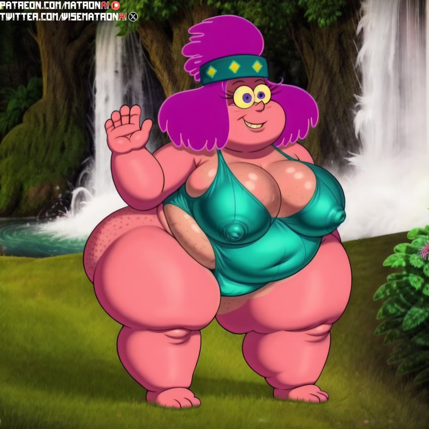 4k ai_generated bbw big_breasts breasts female female_only grada harvey_beaks_(series) highres imp large_breasts massive_thighs matronai_(artist) mature mature_female mature_woman milf mother nickelodeon obese obese_female overweight overweight_female patreon patreon_username pink_hair pink_skin pinup pussy stable_diffusion swimsuit twitter_username wet wide_hips