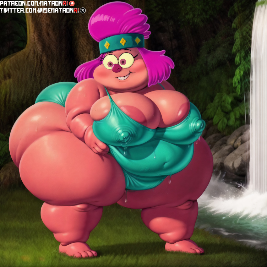 4k ai_generated ass ass bbw belly big_ass big_belly big_breasts big_butt breasts cellulite female female_only grada harvey_beaks_(series) highres imp large_breasts massive_ass massive_thighs matronai_(artist) mature mature_female mature_woman milf mother nickelodeon obese obese_female overweight overweight_female patreon patreon_username pink_hair pink_skin pinup pussy stable_diffusion swimsuit twitter_username wet wide_hips