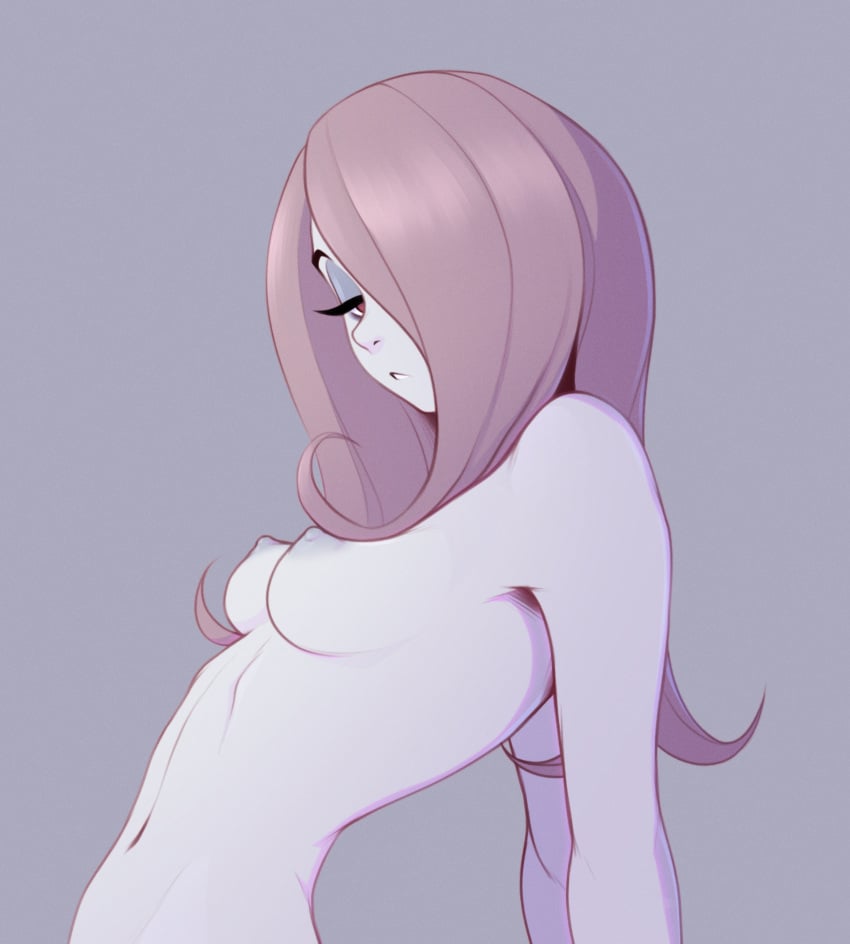 1girls areolae breasts female female_only goth grey_skin hair_over_one_eye little_witch_academia medium_breasts nipples perky_breasts pudgeruffian solo sucy_manbavaran witch