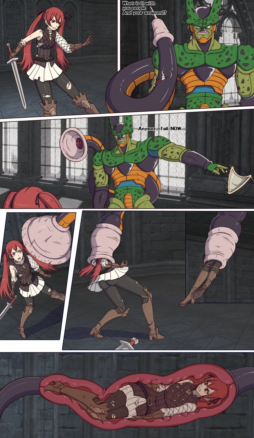 1girls 2023 absorbing absorption absorption_vore ass big_ass boots cell_(dragon_ball) crossover dragon_ball dragon_ball_z english_text female femsub fire_emblem fire_emblem_awakening flesh_tunnel flesh_wall fleshy_tentacle forced forced_vore kicking long_hair nintendo red_eyes red_hair ripped_clothing ripped_pantyhose severa_(fire_emblem) shiny_ass shiny_butt shiny_hair shiny_skin struggling struggling_prey sword tail tail_bondage tail_bulge tail_grab tail_motion tail_pull tail_suck tail_vore text thighs twin_braids twintails vore yugerov