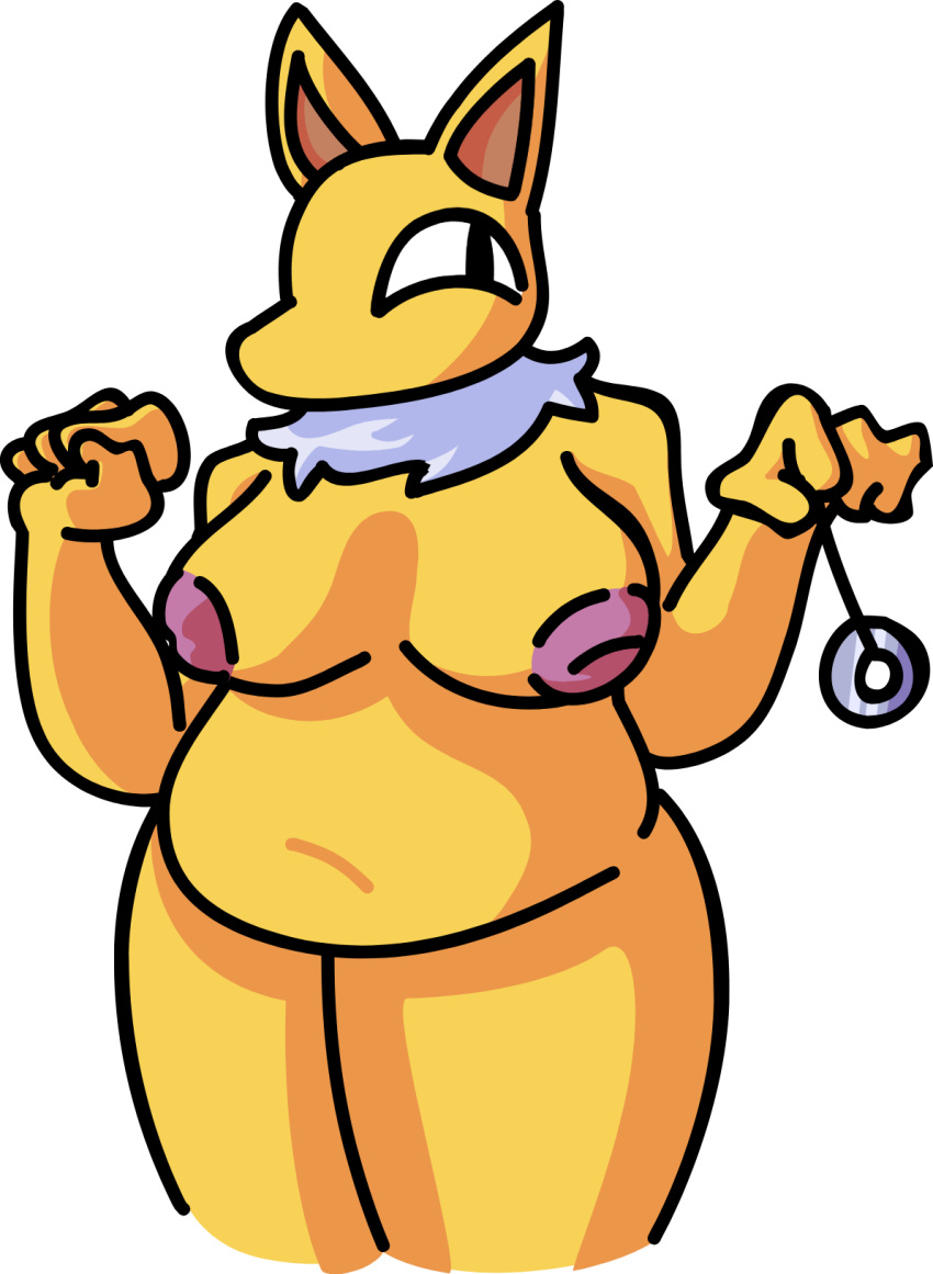 anthro areola biped female female_hypno fur generation_1_pokemon hi_res hypno_(pokemon) inverted_nipples nintendo nipples overweight overweight_female pink_areola pokemon pokemon_(species) shedinjauser292 solo white_body white_fur yellow_body