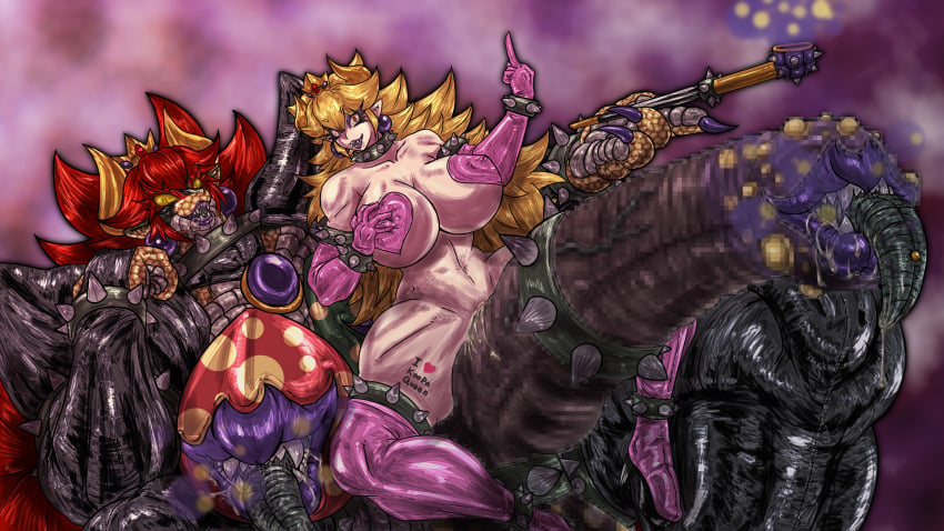 1futa 1girls anthro balls blonde_hair bowser bowser_peach breast_mouth corruption duo fangs female flipping_off futa_on_female futanari grotesque heart_pasties human kiseru koopa light-skinned_female light_skin lipples mario_(series) nintendo penis penis_with_lips penis_with_mouth princess_peach red_hair scales sharp_teeth smoking tao_2carat tongue tongue_out what