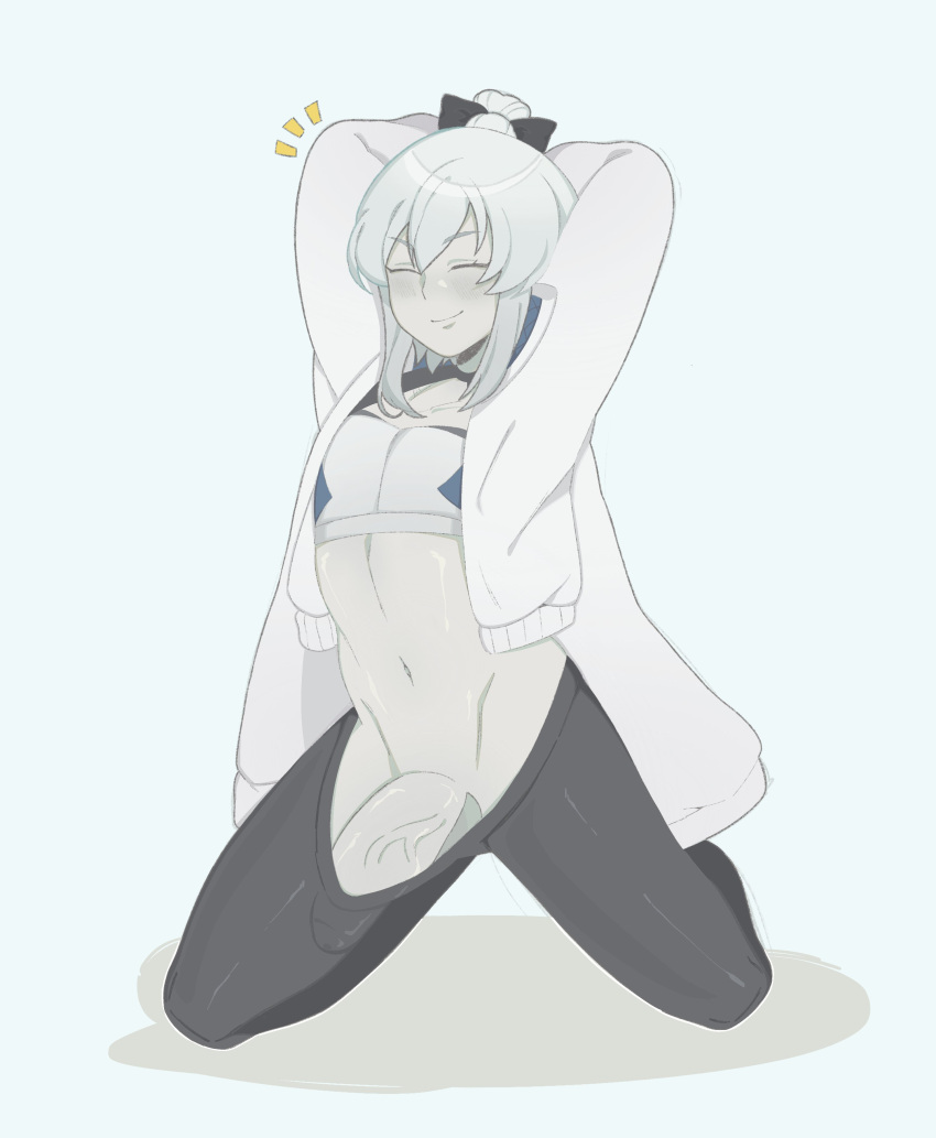 1boy 2d anno_morana big_penis femboy penis_visible_through_pants simple_background solo_male stretching vantenicy virtual_youtuber vtuber