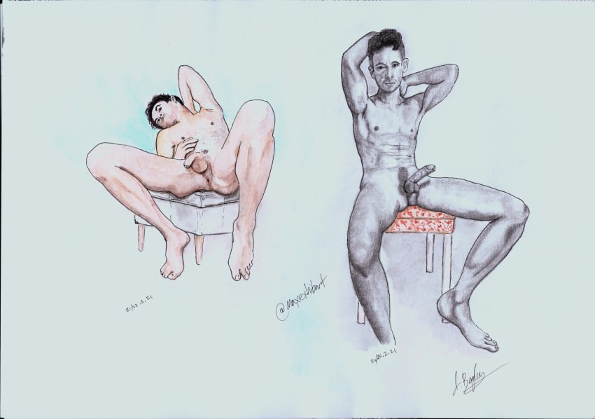 ass asshole cock cock_out dick gay gay_male hand_drawn hard_on naked naked_male pencil pencil_(artwork) pencil_sketch pose self_upload sketches_by_adab watercolor watercolor_(artwork) watercolor_(medium)