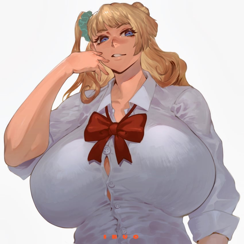 blonde_hair blue_eyes female galko huge_breasts ibuo looking_at_viewer oshiete!_galko-chan solo tagme