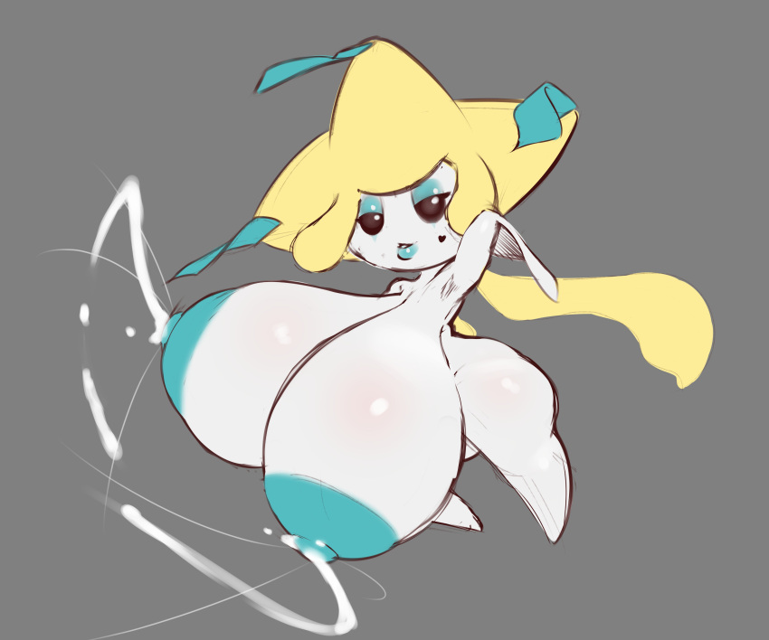 absurd_res anthro areola big_breasts bimbo_anthro bimbo_lip bodily_fluids breasts dibujosv12 digital_media_(artwork) female generation_3_pokemon hi_res huge_breasts humanoid jirachi lactating legendary_pokemon lips makeup milk nintendo nipples nub_feet nude pokemon pokemon_(species) short_stack simple_background smile solo thick_lips thick_thighs v12 white_body wide_hips