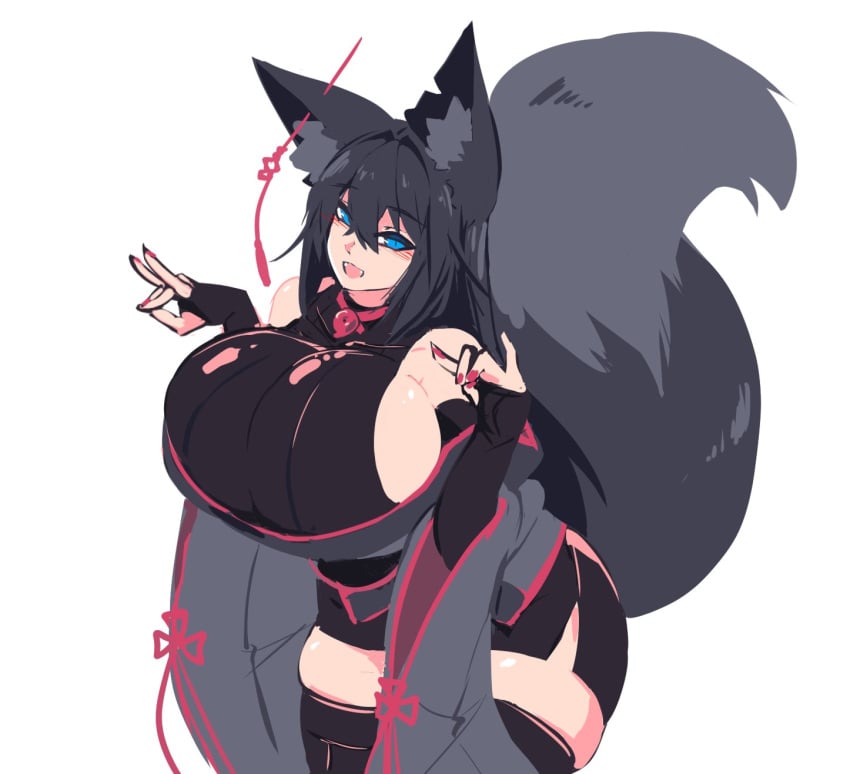 1girls 2021 blue_eyes blush blushing_at_viewer color colored_sketch ear_tuft fox_ears fox_girl fox_tail foxgirl huge_breasts kiri_(sub-res) large_breasts leaning leaning_forward looking_at_viewer practice sideboob sketch smile smiling smiling_at_viewer sub-res thick_thighs thigh_highs thighhighs white_background