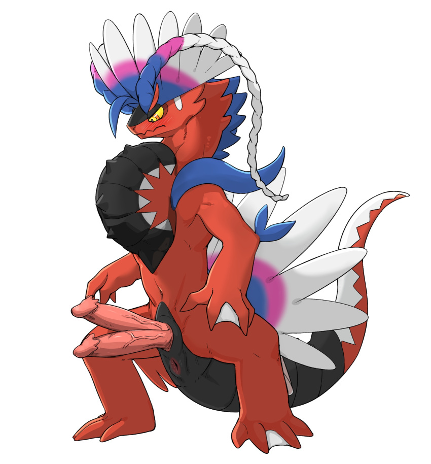 2_penises ancient_pokemon animal_genitalia animal_penis anthro anus apex_build_koraidon black_body blush diphallia diphallism erection feathered_crest feathers feet generation_9_pokemon genital_slit genitals glans head_crest hemipenes hi_res koraidon legendary_pokemon looking_at_genitalia looking_at_own_penis looking_at_penis looking_at_self male male_only membrane_(anatomy) multi_genitalia multi_penis multicolored_body multicolored_feathers nintendo paradox_pokemon penis pokemon pokemon_(species) red_body scalie semi-anthro shaded simple_background slit solo spread_legs spreading tail toes uro0000 webbed_feet webbed_hands white_background yellow_eyes yellow_sclera