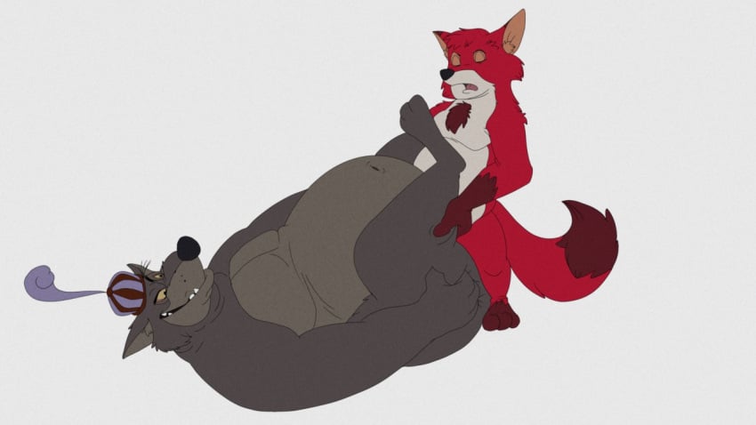 anal anal_sex anthro ass belly big_belly butt_grab canid canine canis chubby_anthro chubby_male closed_eyes disney duo fox gay gay_sex grin hand_on_butt hyenafur looking_at_another looking_at_partner lying male male/male mammal navel nude obese obese_anthro obese_male on_back overweight overweight_anthro overweight_male penetration power_bottom robin_hood_(disney) sex sheriff_of_nottingham size_difference small_dom_big_sub smile spread_butt spreading thick_thighs unknown_artist wolf