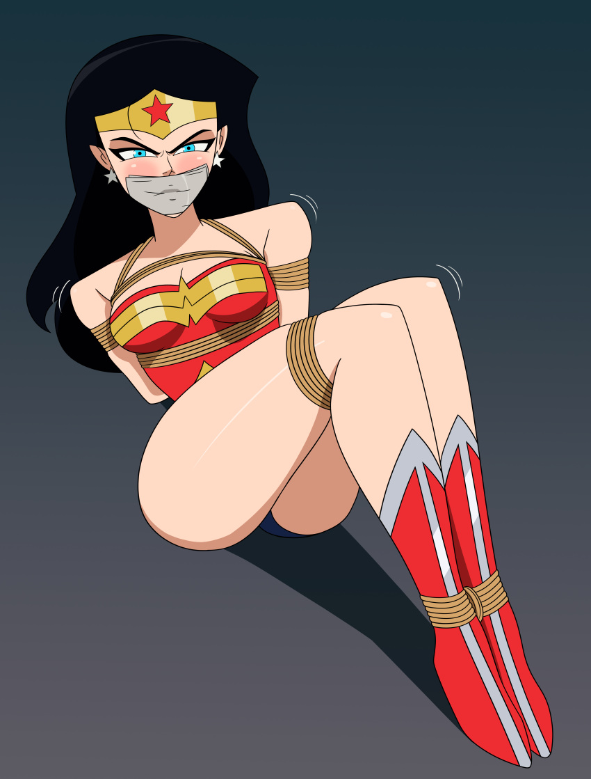 bennypaan bondage dc dc_comics gag gagged restrained rope_bondage tape_gag wonder_woman wonder_woman_(series)