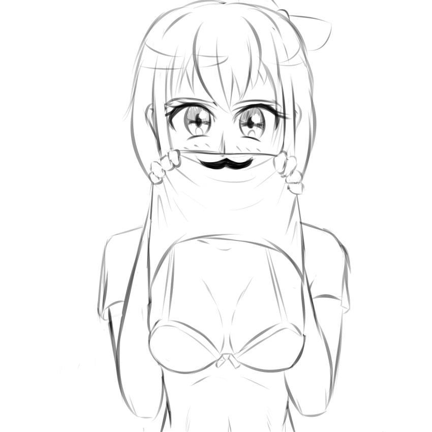 1female 1girls artlab bra breasts doki_doki_literature_club female girl just_sayori moustache mustache navel not_colored sayori_(doki_doki_literature_club) thedarkartlab_(artist) uncolored