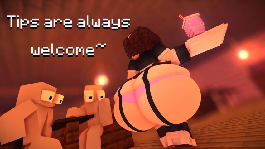 1boy ass ass_awe awooga big_ass brown_hair cappuccinodrinker drink femboy gigantic_ass hips huge_ass hyper hyper_ass large_ass maid maid_dress maid_outfit maid_uniform male male_focus male_only mine-imator minecraft miniskirt panties pink_panties text thick_thighs thighs underwear waiter waiter_tray walking wardrobe_malfunction wide_hips