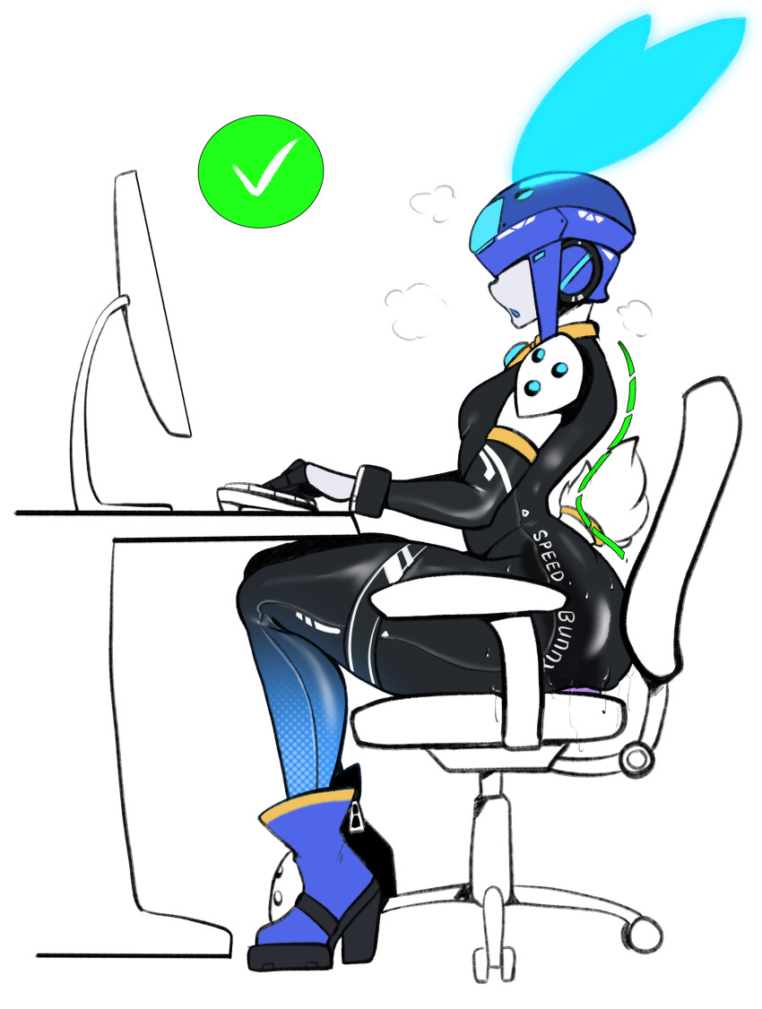 1boy 1femboy ankle_boots big_ass bunny_ears correct_gaming_posture_(meme) dildo_sitting femboy femboy_only high_heel_boots high_heels huge_ass lapi_(zzvinniez) male male_only masturbation meme original robot robot_boy sitting sitting_on_chair sitting_on_dildo solo tagme thick_thighs white_background zzvinniezz