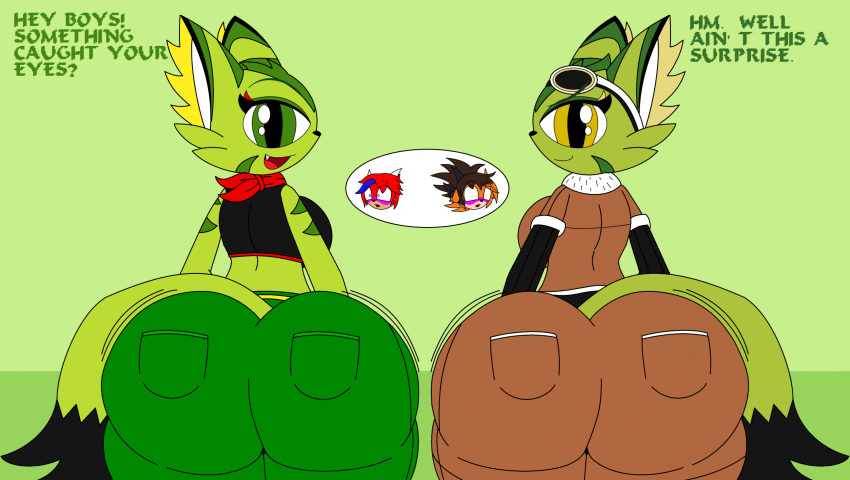 anthro blush carol_tea corazon_tea dialogue english_text feline female female_protagonist freedom_planet freedom_planet_2 looking_at_another looking_at_partner looking_back looking_back_at_partner male mike437 oc sisters video_games wildcat