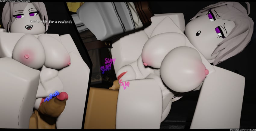 1boy 1girls 3d areolae breasts darriel_(artist) deepwoken ferryman_(deepwoken) krulian_(deepwoken) nipples onomatopoeia penetration penile_penetration penis penis_in_pussy pussy roblox roblox_game robloxian rule_63 tagme text vagina vaginal vaginal_penetration vaginal_sex