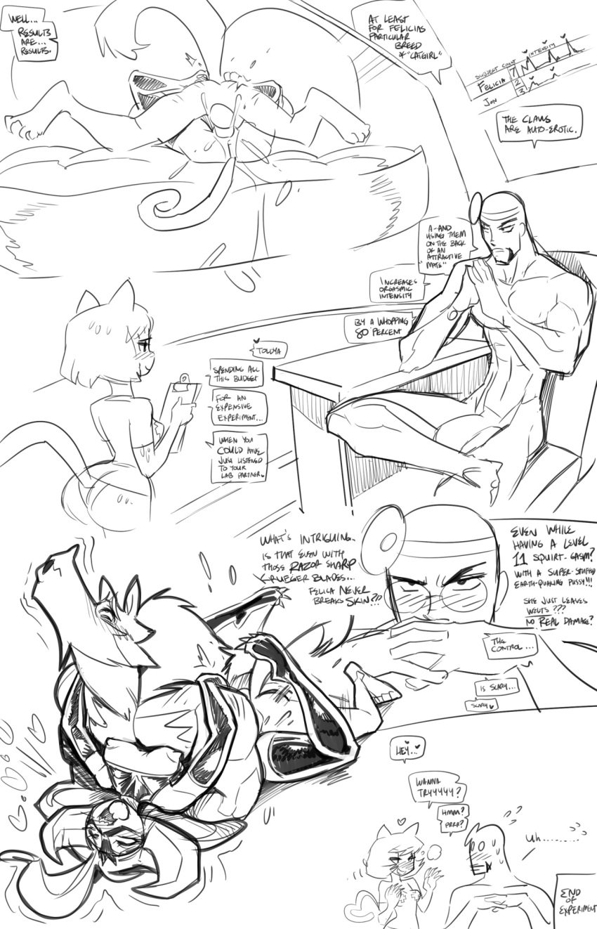 anthro bootydoc canine capcom cat_humanoid clothing comic cum darkstalkers dialogue english_text felicia_(darkstalkers) female fred_perry humanoid jon_talbain leg_lock male male/female mammal medium_breasts monochrome onomatopoeia page_10 patty_(fred_perry) penis ruiner_felicia stockings straight tagme text video_games wolf