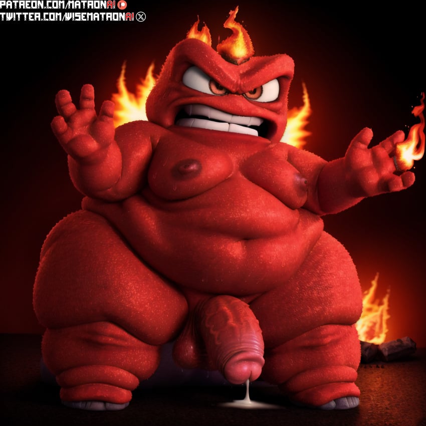 1boy 4k ai_generated anger_(inside_out) balls belly belly_button bhm big_belly big_moobs disney fat fat_man fire highres hips inside_out inside_out_2 large_penis male male_only massive_thighs matronai_(artist) mature mature_male moobs movie navel nude obese obese_male overweight overweight_male patreon patreon_username penis pinup pixar red_body red_skin stable_diffusion thick_thighs thighs twitter_username wide_hips