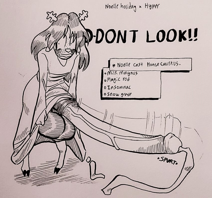 anthro balls cum deltarune deltarune_chapter_2 dickgirl dress erection female_to_futa futa_only futanari futanari_transformation garbageboxxxed gown_lift huge_balls huge_cock magic noelle_(dark_world_form) noelle_holiday penis penis_growth solo solo_futa