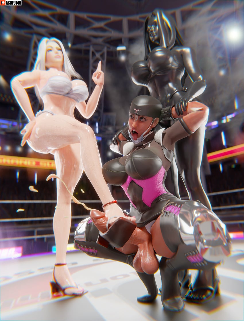 3d 3girls asdf9146 ass cum footjob fundoshi futanari loincloth rumble_roses source_request tagme