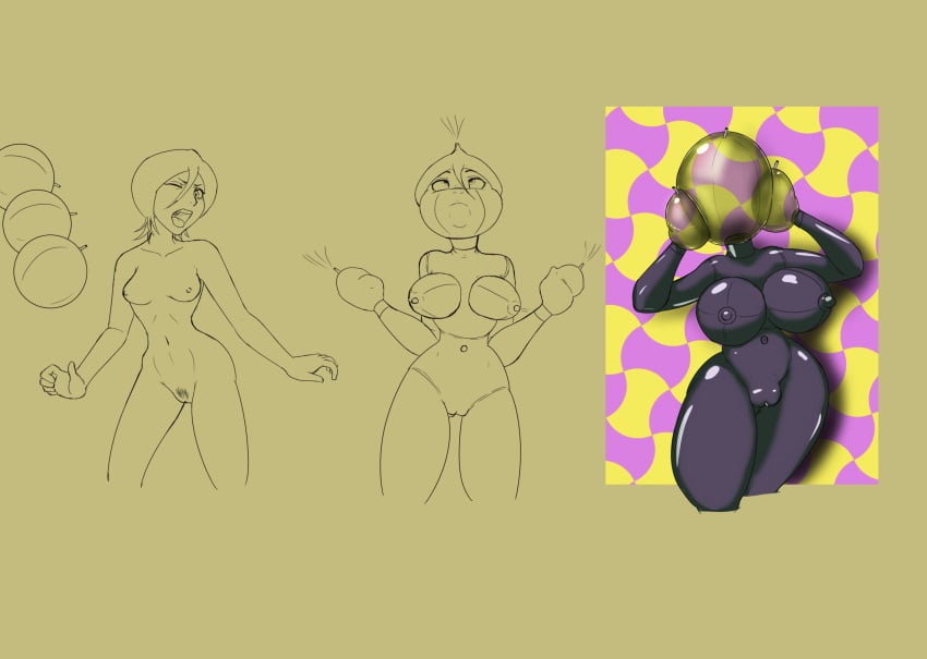 ass_expansion ball_hood ballhood breast_expansion hair_loss huge_ass huge_breasts nipples olivano rubber_transformation rubberization thick_thighs thigh_expansion transformation transformation_sequence transparent_head wide_hips