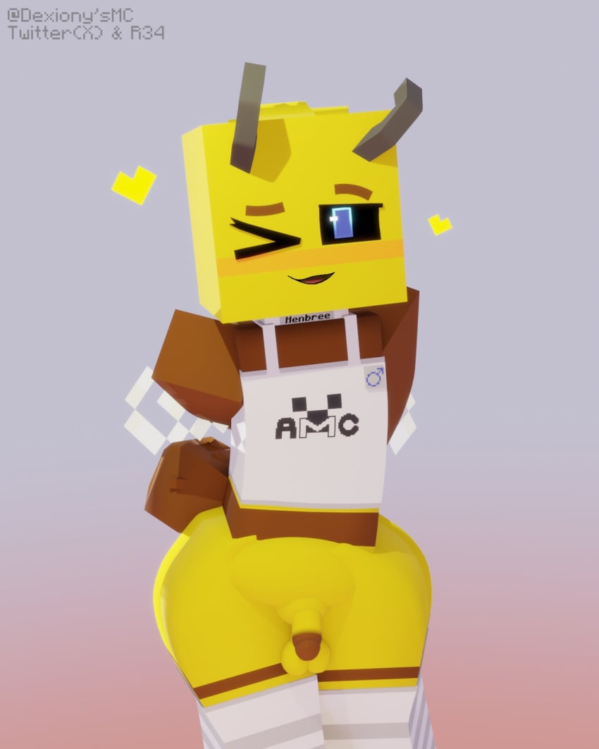 alternate_version_available bee cute dexiony'smc femboy heart henbree_(dexiony'smc) image looking_at_viewer male_only minecraft solo tagme