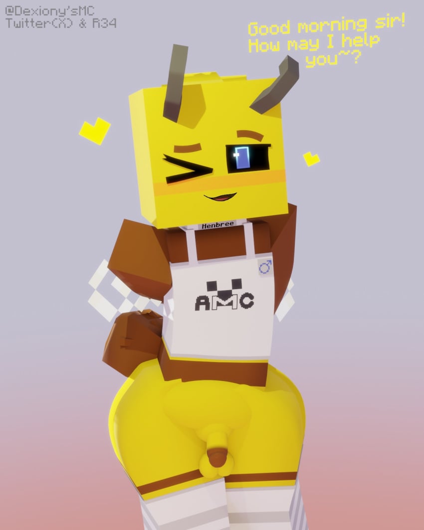 alternate_version_available bee cute dexiony'smc dialog femboy heart henbree_(dexiony'smc) image looking_at_viewer male_only minecraft solo tagme