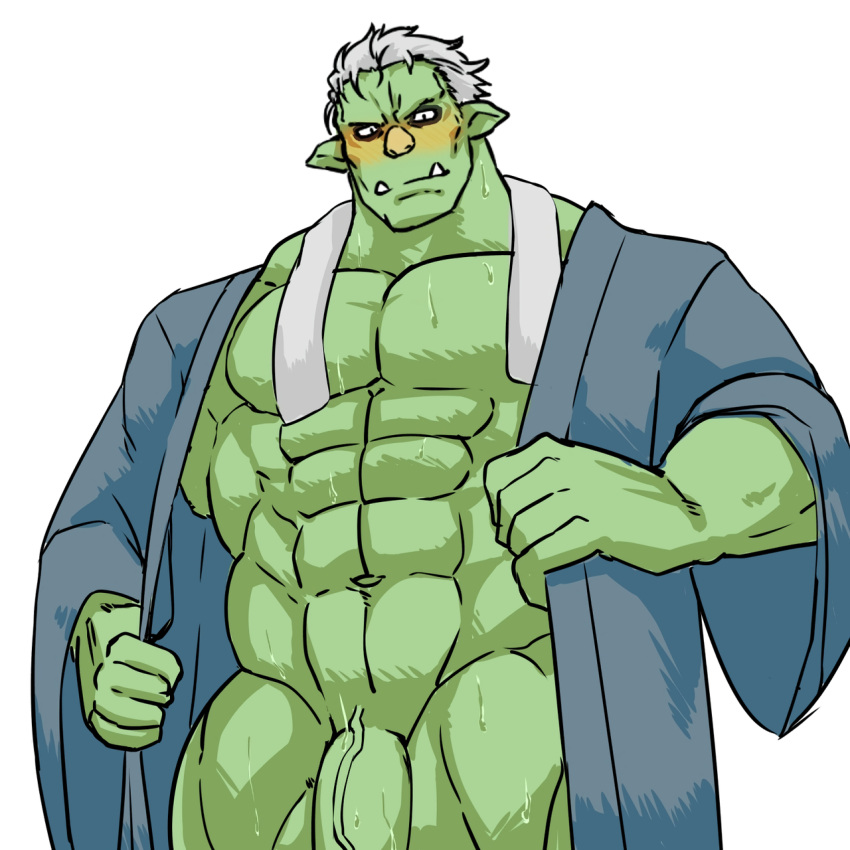 balls bara big_balls big_muscles big_penis blush d_ron_r goblin goblin_male green_body green_skin hyper_balls hyper_penis male male_only muscles muscular penis rigurd solo solo_male sweat sweating that_time_i_got_reincarnated_as_a_slime ろん