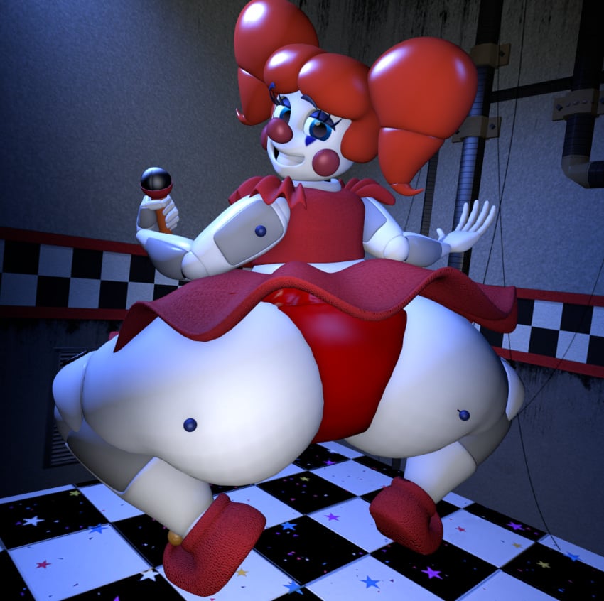 1girls 3d animatronic ass baby_(fnafsl) big_ass big_butt big_thighs bonfiebutt bubble_ass bubble_butt circus_baby circus_baby_(fnaf) circus_baby_(sausagesspicy) clown clown_girl clown_makeup clown_nose dat_ass female female_only five_nights_at_freddy's five_nights_at_freddy's:_sister_location fnaf huge_ass huge_butt huge_thighs looking_at_viewer looking_back panties sausagesspicy sausagesspicy_(artist) scottgames sister_location smiling smiling_at_viewer solo source_filmmaker squatting tagme