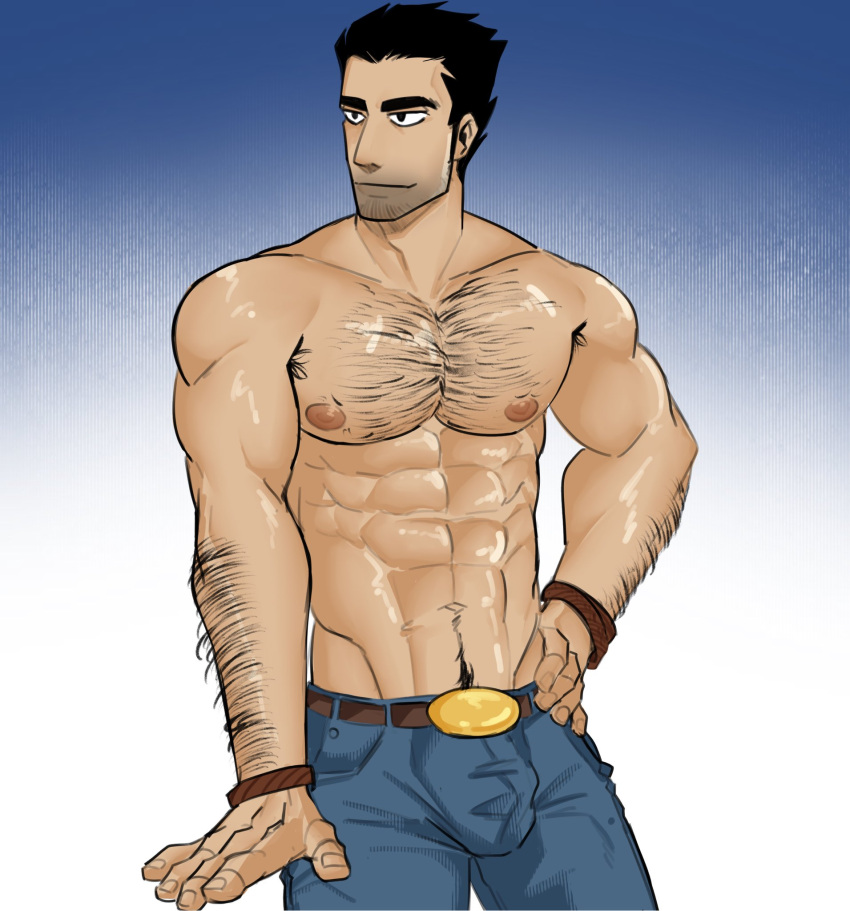 1boy 2023 armpit_hair bara bara_tits barazoku beard_stubble black_hair bluew bluewdump bulge clothing gay hairy_arms hairy_chest hairy_male lucas_lee male male_focus male_nipples male_only manly muscular_male nipples scott_pilgrim solo solo_male