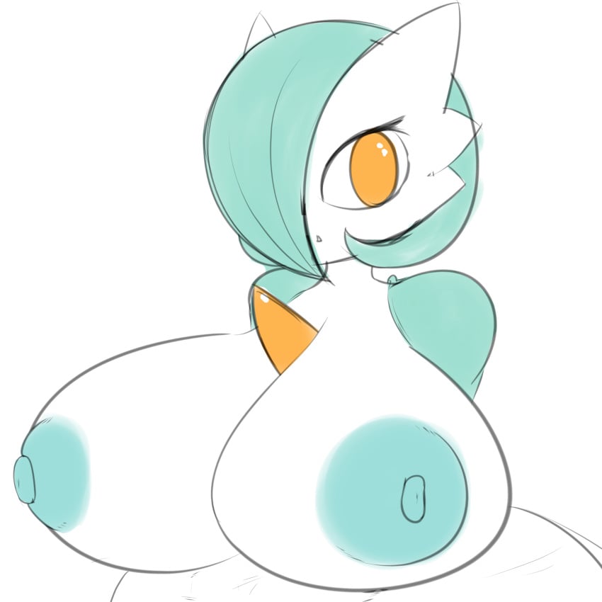 1girls 2023 areolae big_breasts blue_hair blue_nipples breasts breasts_bigger_than_head dannyiac female female_only game_freak gardevoir generation_3_pokemon huge_breasts humanoid nipples orange_eyes pokémon_(species) pokemon pokemon_(species) shiny_pokemon solo