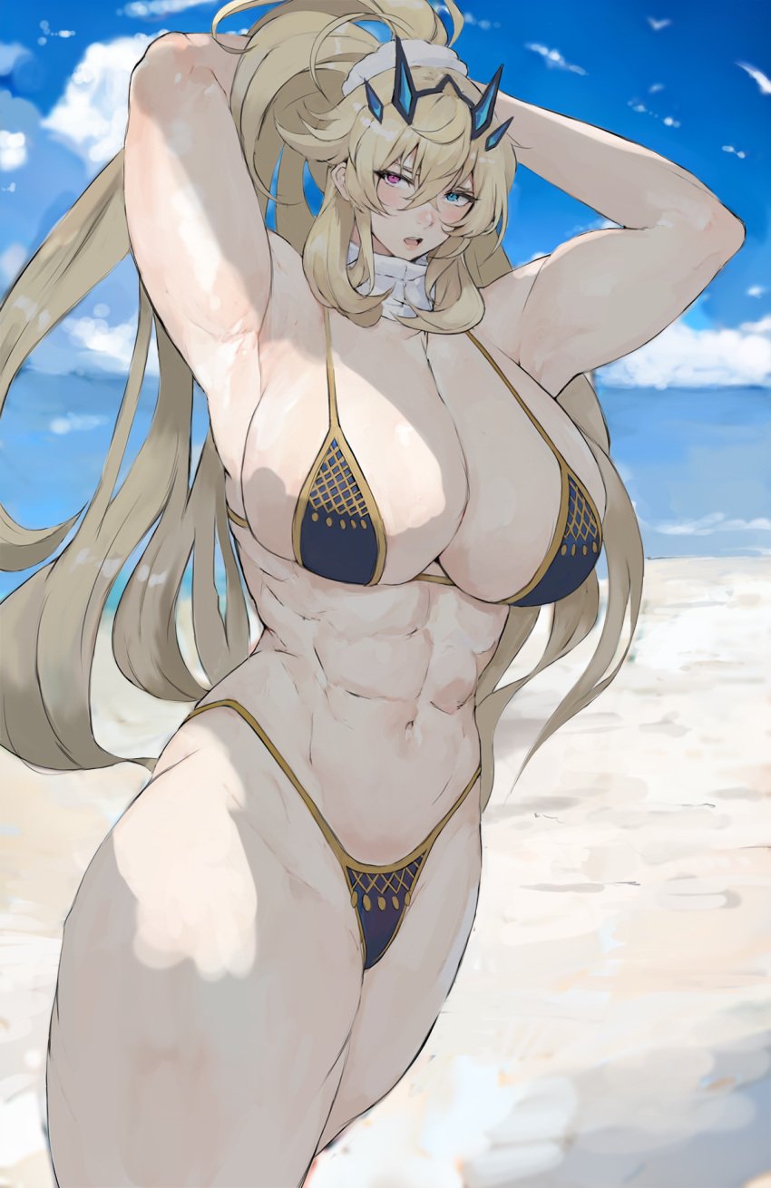 barghest_(gawain)_(fate) fate/grand_order fate_(series) huge_breasts memory342 muscular_female