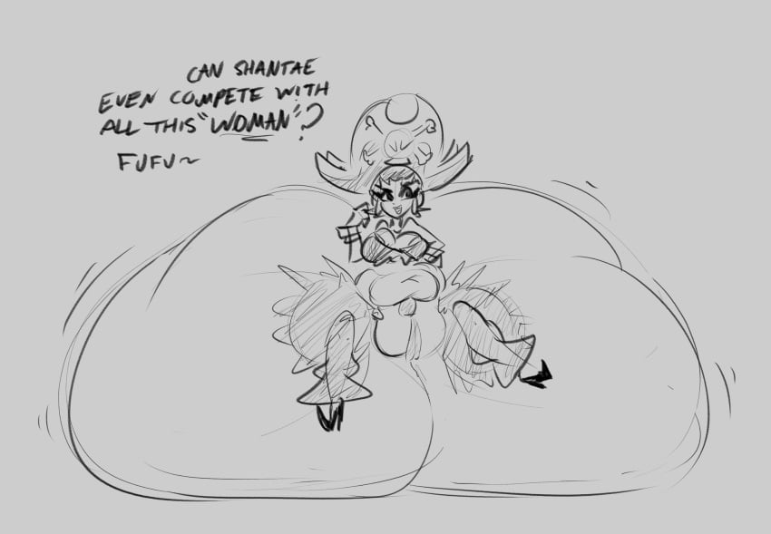 1girls ass big_ass bottom_heavy dialogue fat_ass female gussiekins huge_ass huge_pussy hyper_ass meat_wall_(body_type) pussy risky_boots shantae solo text