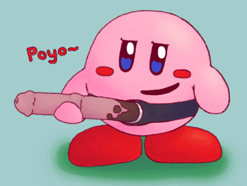 1boy 2023 cute digital dildo dominant_male equine_dildo gramy horse_dildo imminent_penetration kirby kirby_(series) male male_only nintendo null peace_was_never_an_option pink_body presenting shaded simple_background smirk smug solo standing strap-on video_game_franchise video_games waddling_head