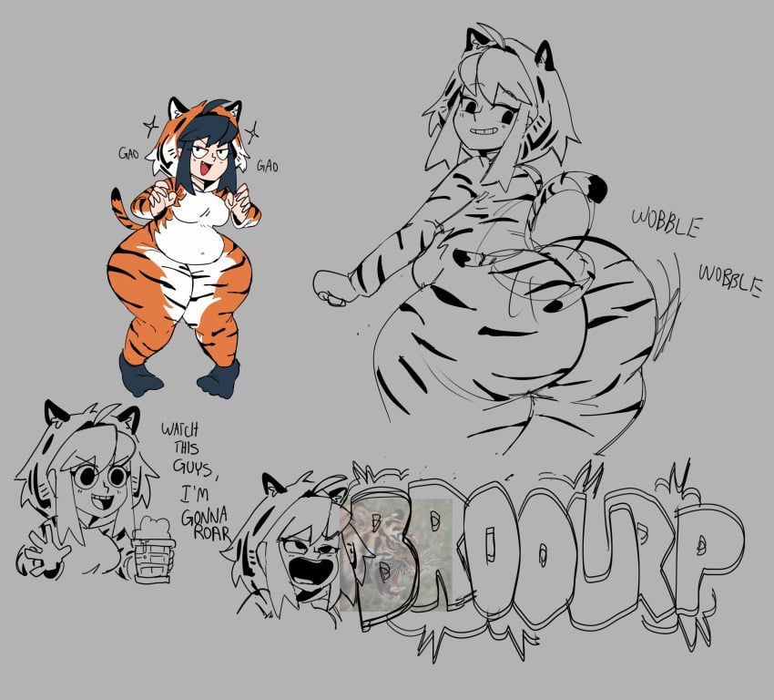 1girls 2023 animal_onesie archer_(dotodonoto) ass beer belly big_ass bucketsfa burp burping chubby chubby_female dialogue dotodonoto english_text fake_tail fat female female_only hyper_burp onesie onomatopoeia original sketch solo_female tail text thick thick_ass thick_thighs tiger_onesie