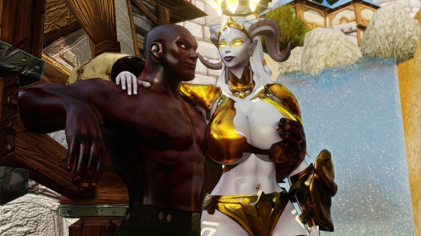 1boy 1girls 3d abs age_difference alliance_(warcraft) athletic athletic_female before_sex big_ass big_breasts big_butt big_lips bimbo black_body black_skin blizzard_entertainment breasts brown_eyes bubble_butt dark-skinned_male draenei duo eastern_kingdoms female glowing_eyes gold_jewelry golden_eyes hooves horns horny human_(world_of_warcraft) justicaralb large_breasts lightforged_draenei lipstick looking_at_partner male milf mommy mommy_kink muscular muscular_female muscular_male naughty_face original_character pierced_belly_button pierced_nipples piercing purple_lipstick size_difference stormwind tail thick thick_ass thick_thighs warcraft white_hair white_skin world_of_warcraft xeraaya