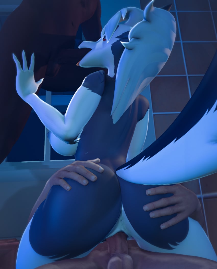 3d 3d_(artwork) ass big_ass big_breasts black_body blowjob furry geon303 helluva_boss loona_(helluva_boss) male_on_anthro source_filmmaker std sucking sucking_penis syphilis thick_ass thick_thighs vaginal_penetration vaginal_sex white_body