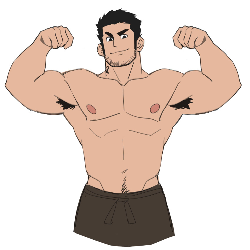 1boy 2023 armpit_hair bara barazoku beard_stubble black_hair flexing_bicep gay hairy_male kunkun586586 looking_at_viewer lucas_lee male male_focus male_nipples male_only manly muscular_male nipples scott_pilgrim solo solo_male yaoi