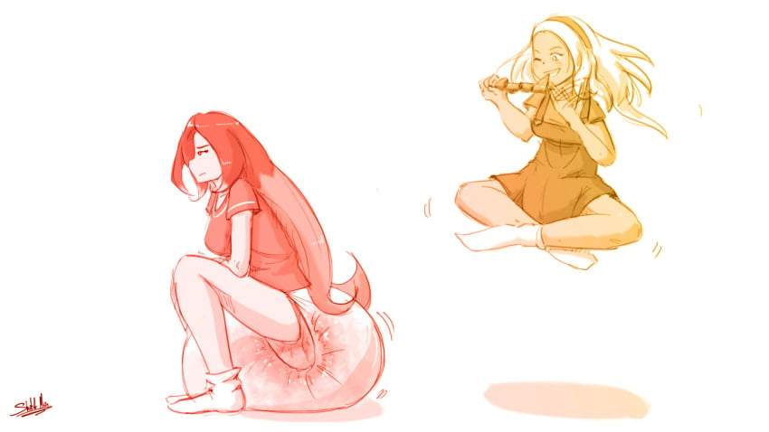 abdl adult_baby baby_clothes diaper diaper_fetish diaper_under_clothing eating floating gravity_rush hyper_messing immobile kat_(gravity_rush) messy_diaper mocking overalls raven_(gravity_rush) scat sketch sketchmandl soiling