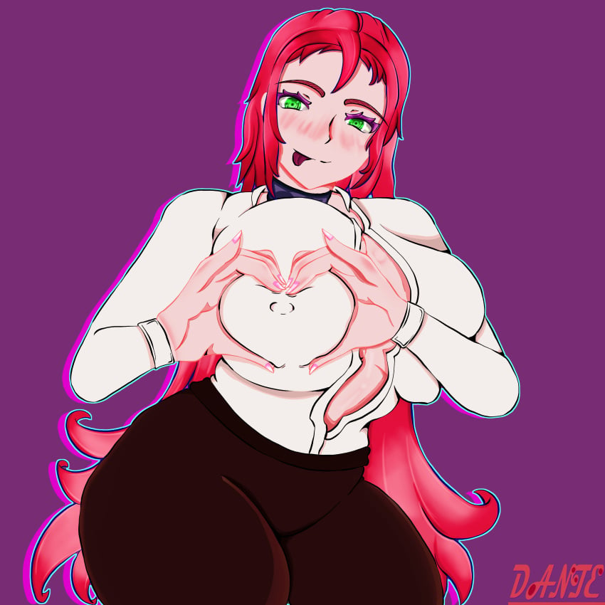 big_areola big_breasts big_butt big_nipples big_thighs boob_heart dante_(d4nte668) green_eyes heart-shaped_boob_challenge heart-shaped_pupils heart_eyes huge_breasts huge_thighs self_upload thunder_thighs vampire vampire_girl